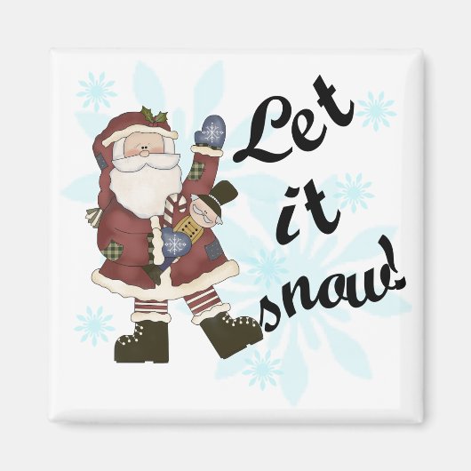 Santa Let it Schnee T - Shirt und Geschenke Magnet (Vorne)