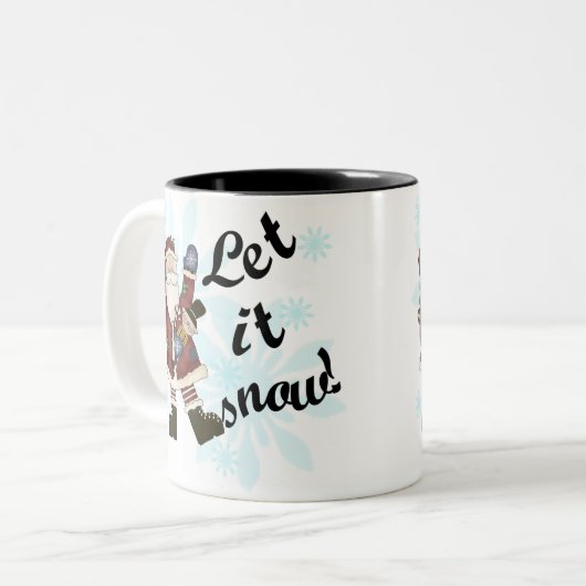 Santa Let it Snow Zweifarbige Tasse (Vorderseite Links)