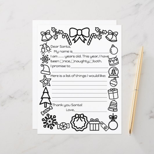 Santa Letter Colour Page (Vorderseite/Rückseite Beispiel)