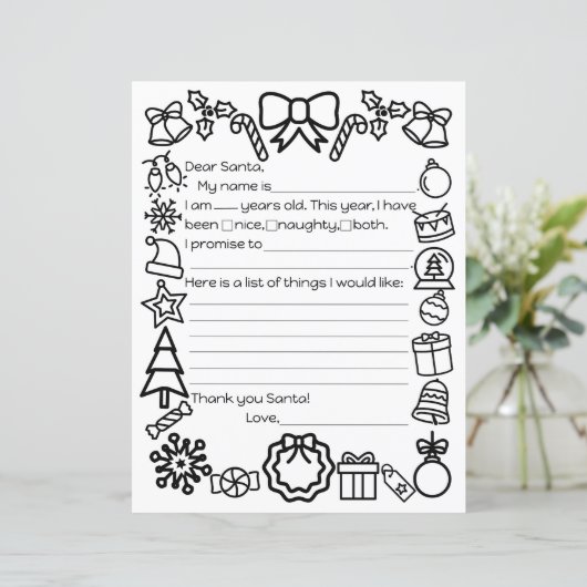 Santa Letter Colour Page (Stehend Vorderseite)