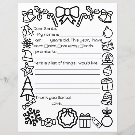 Santa Letter Colour Page (Vorderseite)