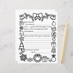 Santa Letter Colour Page