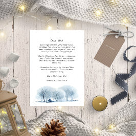 Santa Letter für Baby Blue Winter Village Rustikal Feiertagskarte