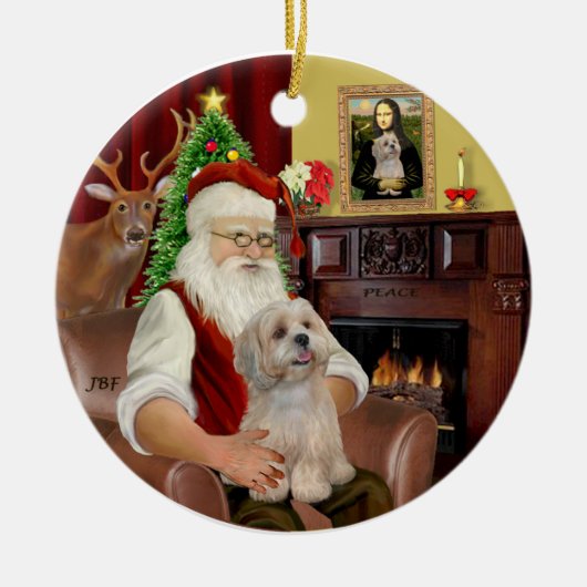 Santa-Lhasa Apso (R2) Keramik Ornament (Vorne)