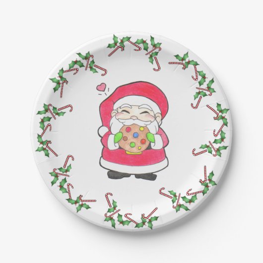Santa Lieben Cookies Papier Teller (Vorderseite)