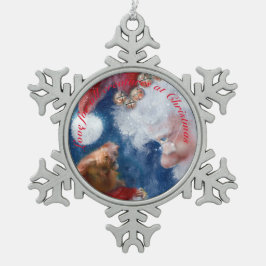 Santa Lieben Wildtiere Schneeflocken Zinn-Ornament