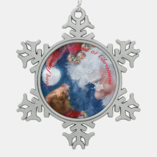 Santa Lieben Wildtiere Schneeflocken Zinn-Ornament