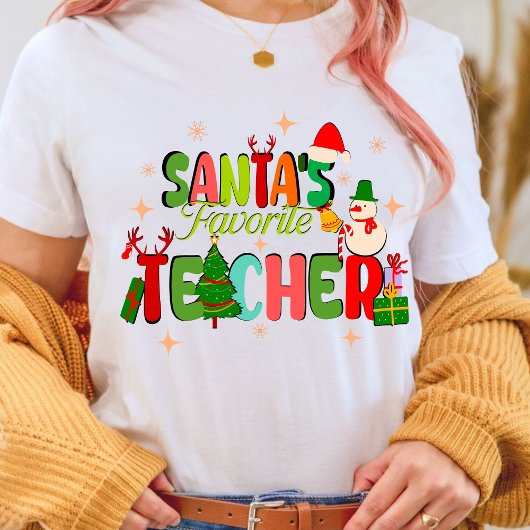Santa Lieblingslehrer.personalisiertes Lehrergesch T-Shirt