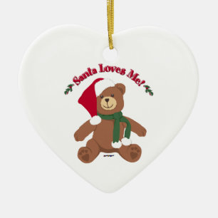 Santa liebt mich! Weihnachts-Teddybär Keramikornament
