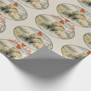 Santa liebt Schweine Vintage-Illustration Geschenkpapier