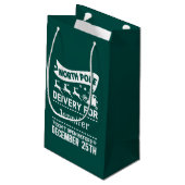 SANTA Liefername für GREEN & White North Pole Kleine Geschenktüte (Rückseite Schrägansicht)