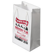 SANTA Liefername Rot & Weiß Nordpol Liefername Kleine Geschenktüte (Rückseite Schrägansicht)