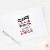 SANTA Liefername Rot & Weiß Nordpol Liefername Quadratischer Aufkleber (Umschlag)