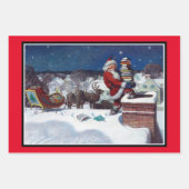 Santa liefert Bücher Geschenkpapier Set (Vorderseite)