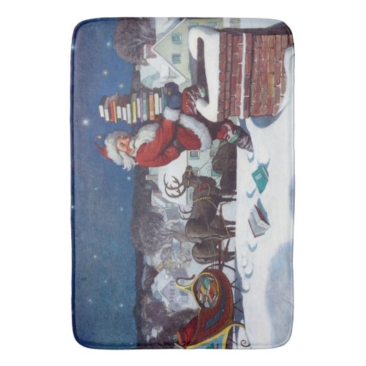 Santa liefert Bücher von Wyeth Badematte (Vorderseite Vertikal)