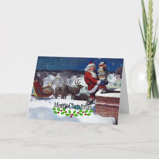Santa liefert Bücher von Wyeth Karte (Vorderseite)