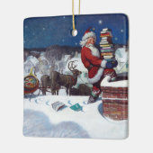 Santa liefert Bücher von Wyeth Keramikornament (Links)