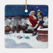 Santa liefert Bücher von Wyeth Keramikornament (Rückseite)