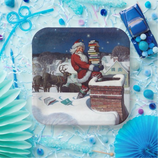 Santa liefert Bücher von Wyeth Pappteller (Party)