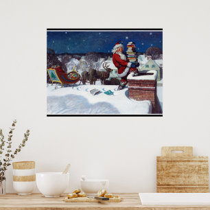 Santa liefert Bücher von Wyeth Poster