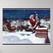 Santa liefert Bücher von Wyeth Poster (Vorne)