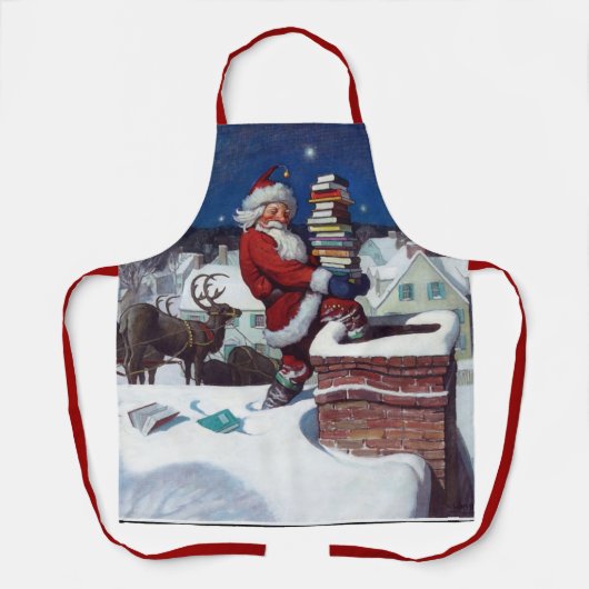 Santa liefert Bücher von Wyeth Schürze (Vorderseite)