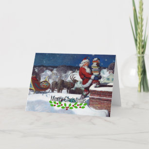 Santa liefert eine Ladung Bücher von Wyeth Karte