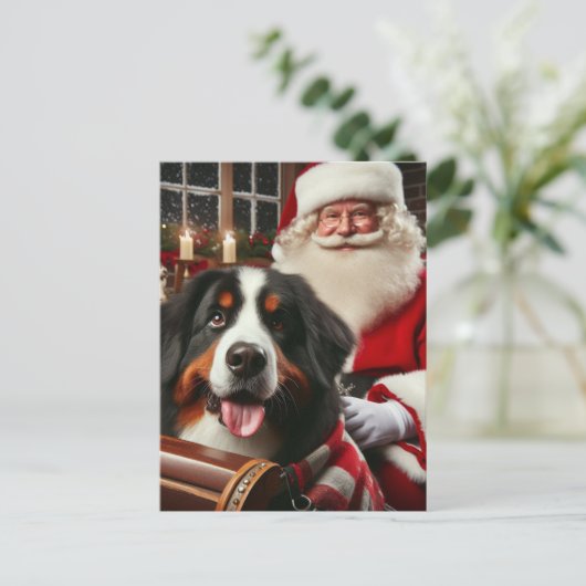Santa liefert einen Berner Hund Postkarte (Stehend Vorderseite)