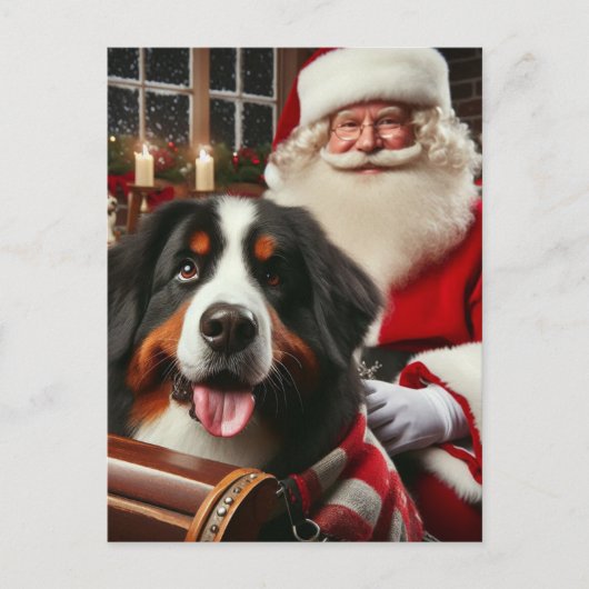 Santa liefert einen Berner Hund Postkarte (Vorderseite)