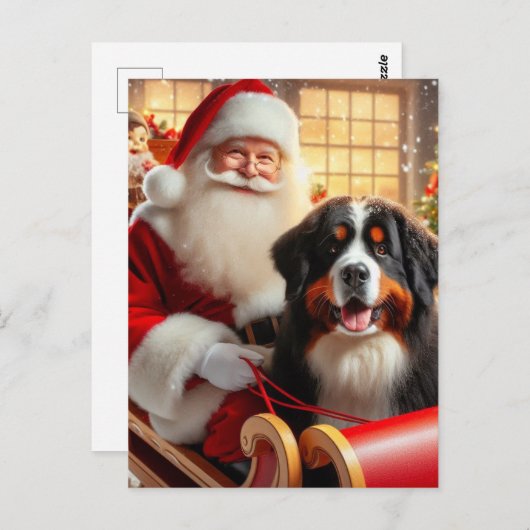 Santa liefert einen Berner Hund Postkarte (Vorne/Hinten)