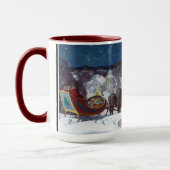 Santa liefert Schlitten voller Bücher Tasse (Links)