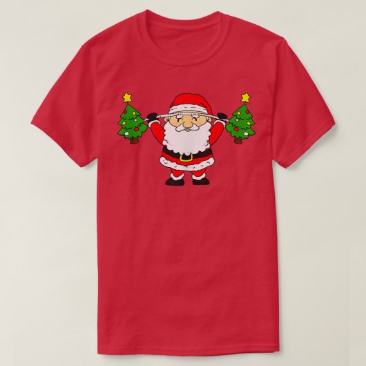 Santa Lifting Christmas rees Funny Snatch Barbell T-Shirt (Design vorne)