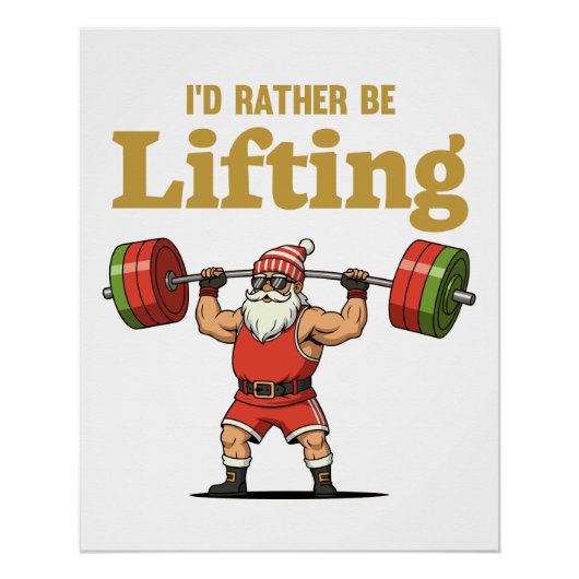 Santa Lifting Weights Poster (Vorderseite)