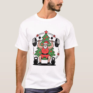 Santa Lifting Weights Weihnachtsbaum Fitness T-Shirt