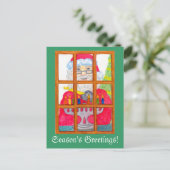 Santa Lighting Menorah Postcard Feiertagspostkarte (Stehend Vorderseite)