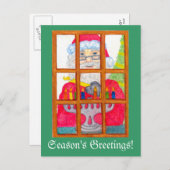 Santa Lighting Menorah Postcard Feiertagspostkarte (Vorne/Hinten)