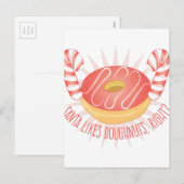 Santa Likes Doughnut Feiertagspostkarte (Vorne/Hinten)