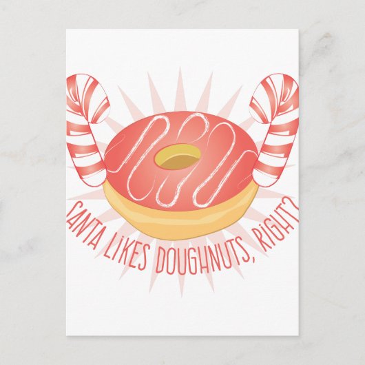 Santa Likes Doughnut Feiertagspostkarte (Vorderseite)