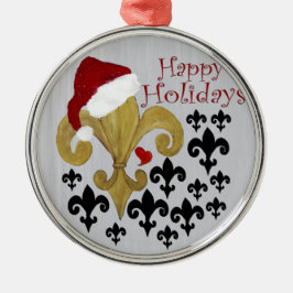 Santa Lilie, Schwarz und Gold Weihnachten Silbernes Ornament