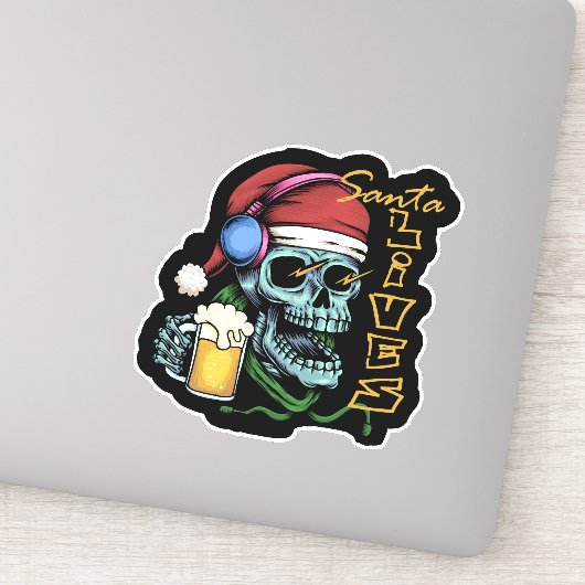 Santa Lives Skull ID857 Aufkleber (Detail)