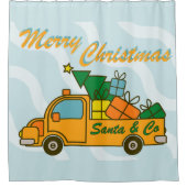 Santa LKW Seitenansicht Frohe Weihnachten Duschvorhang (Vorderseite)