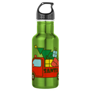 Santa LKW Seitenansicht Frohe Weihnachten Edelstahlflasche
