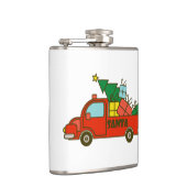 Santa LKW Seitenansicht Frohe Weihnachten Flachmann (Rechts)