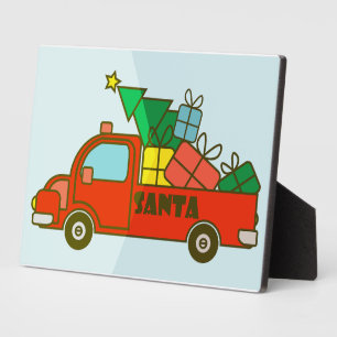 Santa LKW Seitenansicht Frohe Weihnachten Fotoplatte