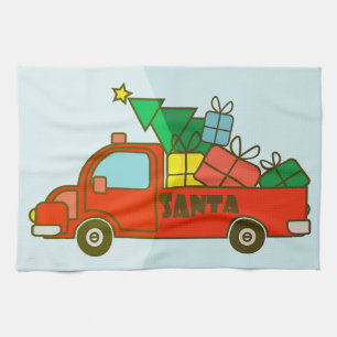 Santa LKW Seitenansicht Frohe Weihnachten Geschirrtuch