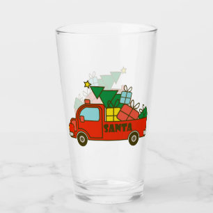 Santa LKW Seitenansicht Frohe Weihnachten Glas