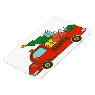 Santa LKW Seitenansicht Frohe Weihnachten Magnet