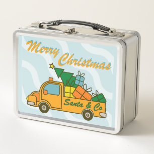 Santa LKW Seitenansicht Frohe Weihnachten Metall Brotdose