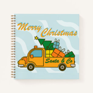 Santa LKW Seitenansicht Frohe Weihnachten Notizblock