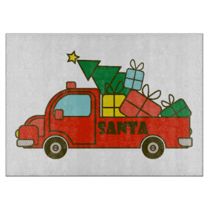 Santa LKW Seitenansicht Frohe Weihnachten Schneidebrett